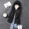 Lightweight Thin Down Jacket for Women, Mid-length, Autumn and Winter Slim Fit, Hooded Large Size Coat, Detachable Hood