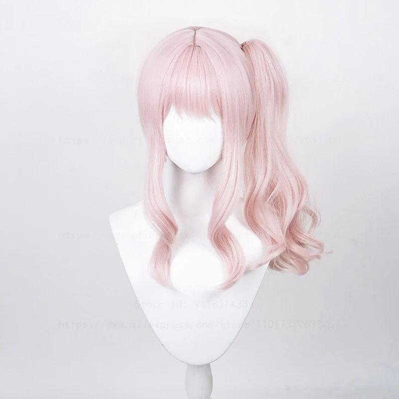 High Quality Akiyama Mizuki Cosplay Wig Light Pink Curly Clip Ponytail Heat Resistant Synthetic Hair Amia Wigs