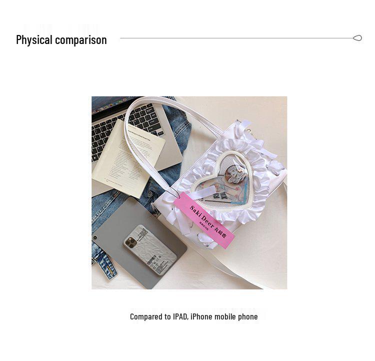 Женская милая и крутая острая аниме-сумка ита с кружевом и сердечками - маленькая сумка кроссбоди/на плечо/подмышку