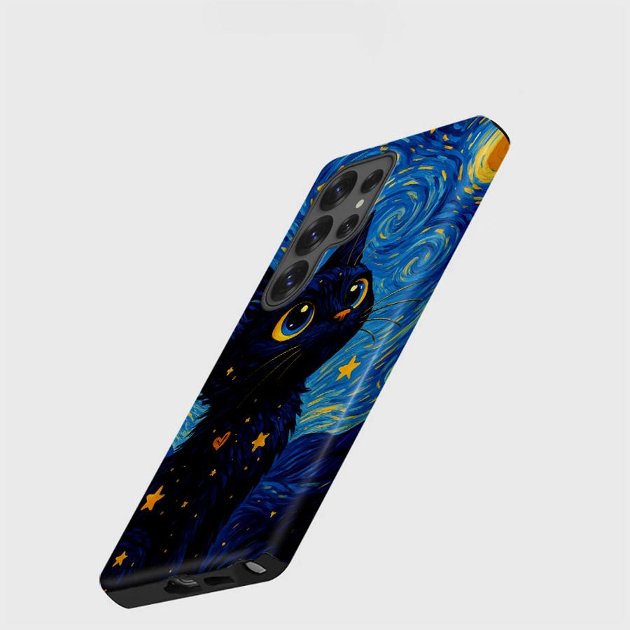 Мягкая обложка Чехол-книга для Samsung Galaxy S25 S20 FE S25Ultra A36 S24 Ultra S23 A26 A16 S23Ultra A56 Ван Гог Модный Черный