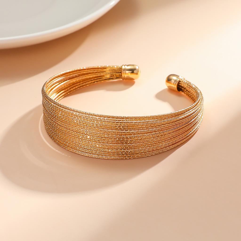 Винтажный гиперболический многослойный позолоченный широкий проволочный браслет-манжета для женщин, преувеличенный браслет на запястье, ювелирное украшение для руки, подарок