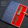 Laodao Door Folding Fan Blue Brocade Fan Control Stem Female Fan Control Stem Fan Accessories Gift Box Fan Chinese Style Packaging Gift Box