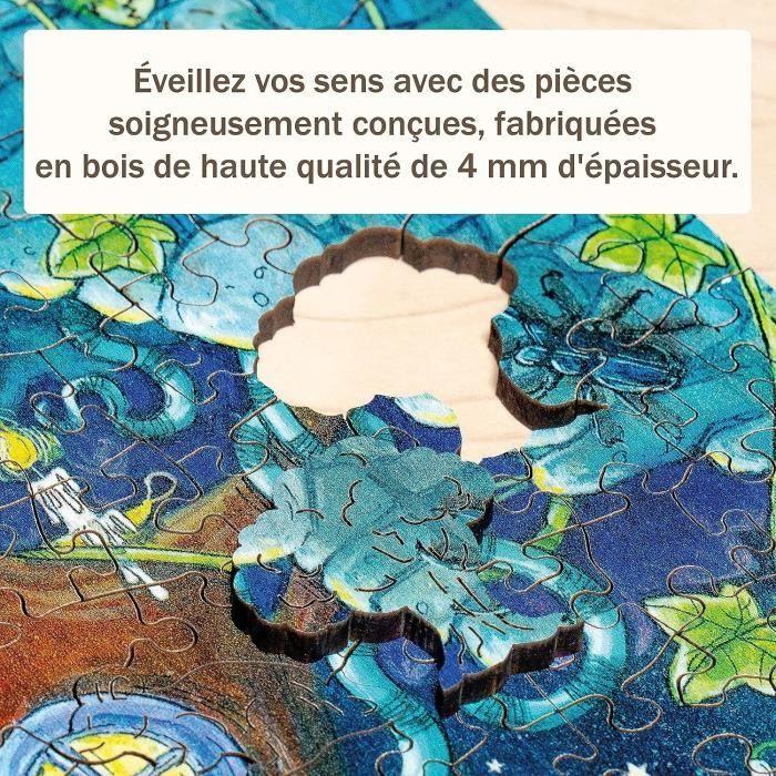 Puzzle en bois Forêt fantastique 500 pièces robustes et naturelles dont 40 figurines en bois (whimsies), Qualité premium - Pour enfa