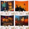 Scary Pumpkin Witch Halloween Series Printed Tapestry Home Living Room Bedroom Wall Decoration Background Fabric