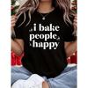 Женская забавная футболка I Bake People Happy с принтом кекса и скалки - Приталенная, с коротким рукавом, с круглым вырезом, черный топ