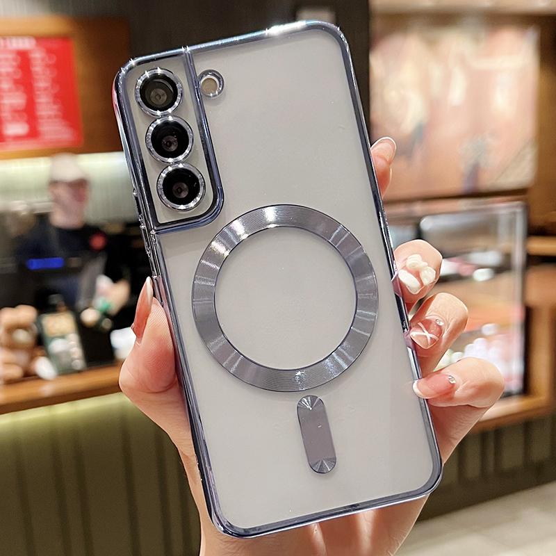Luxury Plating Clear Magnetic For Magsafe Wireless Charge Case For Samsung Galaxy S20 S21 S22 S23 S24 Ultra Plus Silicone Cover