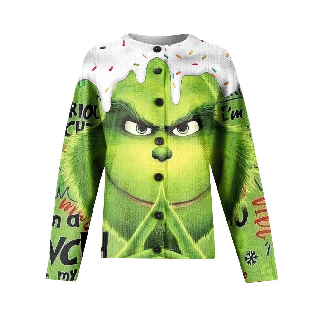 Женский рождественский свитер Милый забавный рождественский свитер Осень и зима Свитер с длинным рукавом вязаный