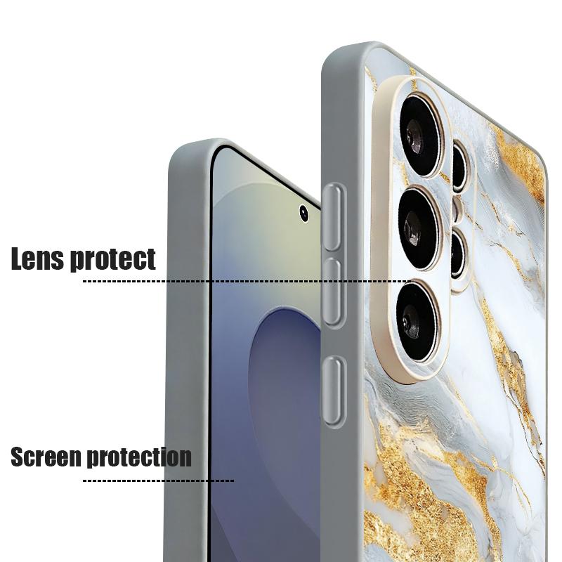Магнитный Чехол Для Magsafe Для Samsung Galaxy S26 Ultra S25 Edge S24 Plus S23 FE S22 A17 A54 A55 A56 A57 5G Золотой Мраморный Рисунок