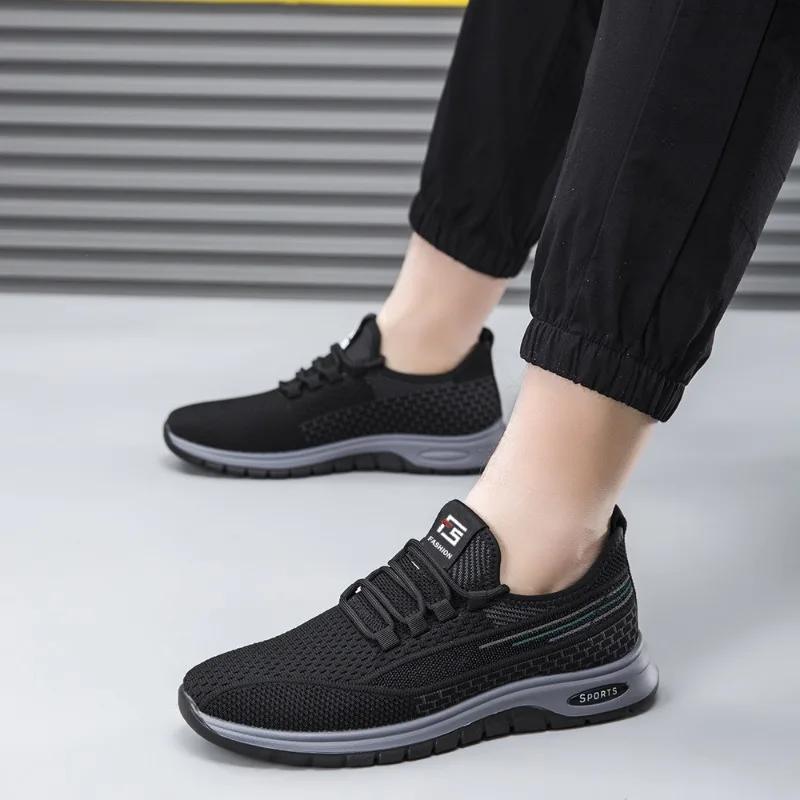 Новые мужские туфли, спортивная обувь на плоской подошве, повседневная обувь 2024 года, новая модная дышащая обувь для ходьбы, легкая и удобная мужская обувь