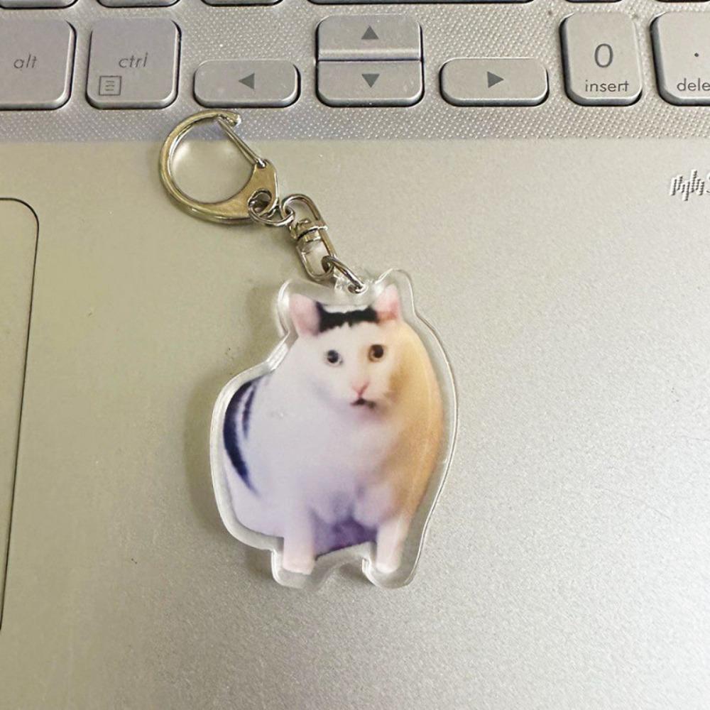 Huh Cat Rambling Goat Keychain Cat Pendant Confused Cat Memes Key Chain Backpack Pendant