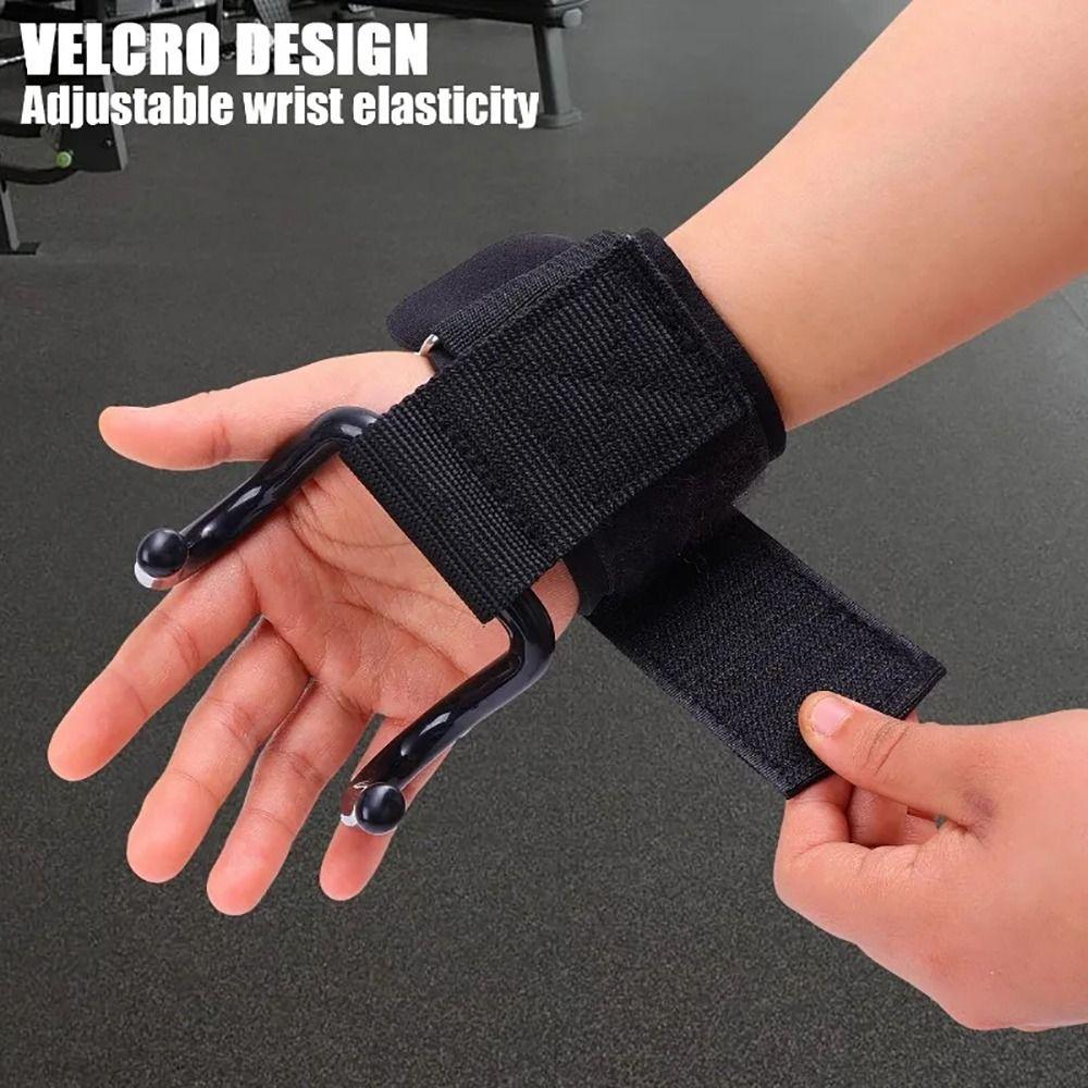 1/2Pcs With Wrist Wraps Weight Lifting Hooks Pull-Ups Power Lifting Gloves Gym Fitness Hook