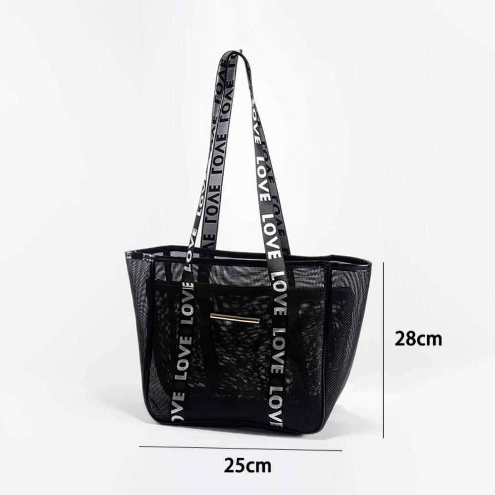 Portable Mesh Shoulder Bag Large Capacity Transparent Makeup Storage Bag Hollow Multifunctional Beach Bags Women
