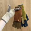 Корейская версия длинных и коротких вязаных термоперчаток Maillard зимние женские с открытыми пальцами, в цветную полоску, с сенсорными рукавами