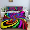 3D Abstract Duvet Cover King Queen Size Colorful Ripple Bedding Set Psychedelic Geometric Soft Comforter Cover with Pillowcase