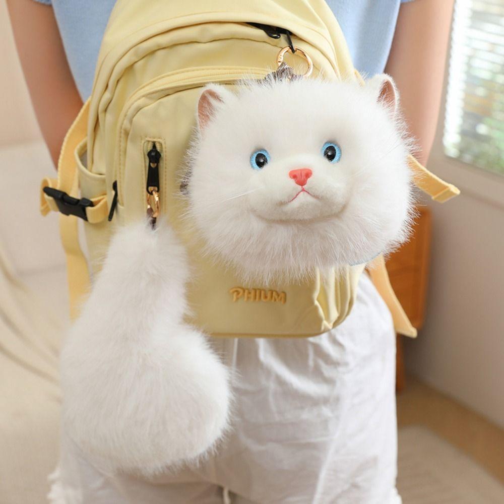 Long Tail Ragdoll Cat Stuffed Keychain Cute Kitten Pendant Kawaii Stuffed Animal Doll Bag Pendant