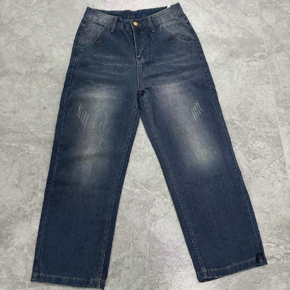 Женские винтажные джинсы из вываренного денима, со средней посадкой, широкими штанинами, повседневные, полной длины, мешковатые джинсовые брюки