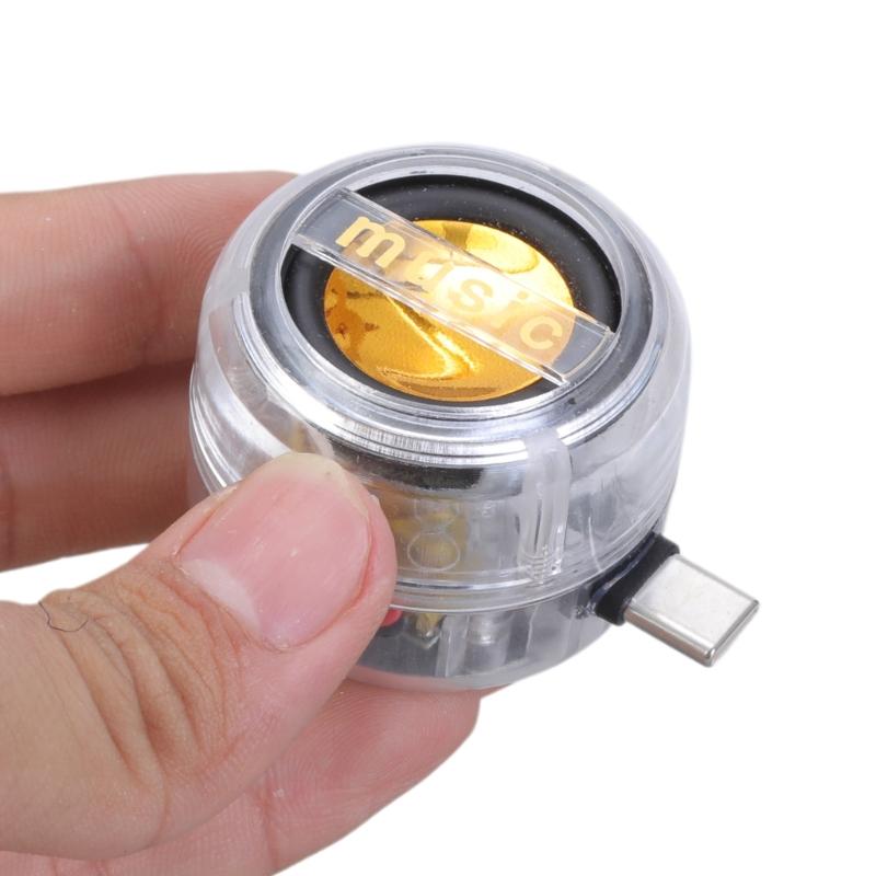 Мини Динамик для Мобильного Телефона Type C Музыкальный Плеер Внешний Сабвуфер Встроенный Аккумулятор 3.7V 250mAh с Прозрачным Корпусом