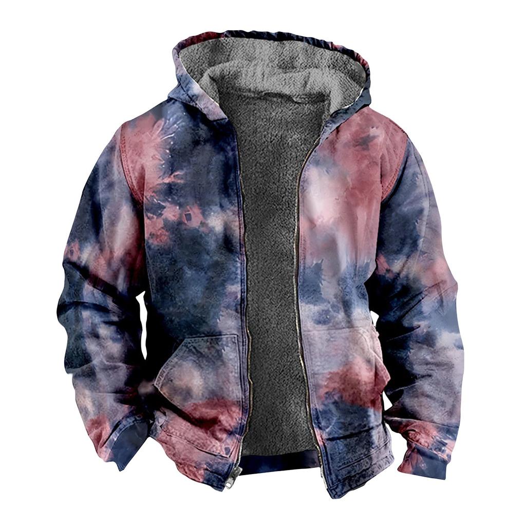 Мужская куртка с принтом тай-дай, мужская весенне-осенняя повседневная трендовая куртка на молнии с капюшоном