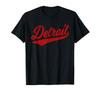 Detroit Baseball Sports Script Jersey State Flag T-Shirt