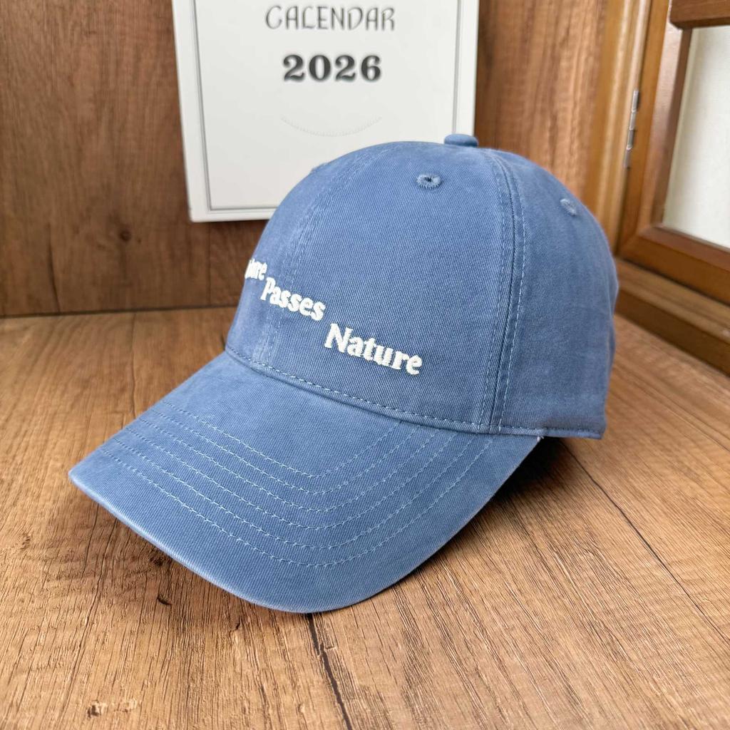 Washed and old peaked cap, retro embroidered baseball cap, men's and women's soft top big head, friendly four-season daily sun hat