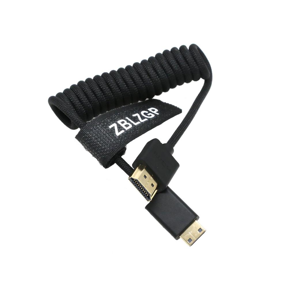 ZBLZGP 8K HDMI Тип HDMI Плетеный Совместимый с камерами Canon и Blackmagic Pocket Cinema HDMI к Черному кабелю, A, 2.1, Спиральный, Прямой/Левый угол,