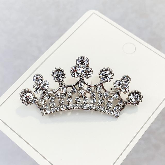 Fashion Crown Brooches Gold Silver Color Rhinestone Pearl Lapel Pin Dress Decoration Buckle Badge Jewelry Accessories For Women