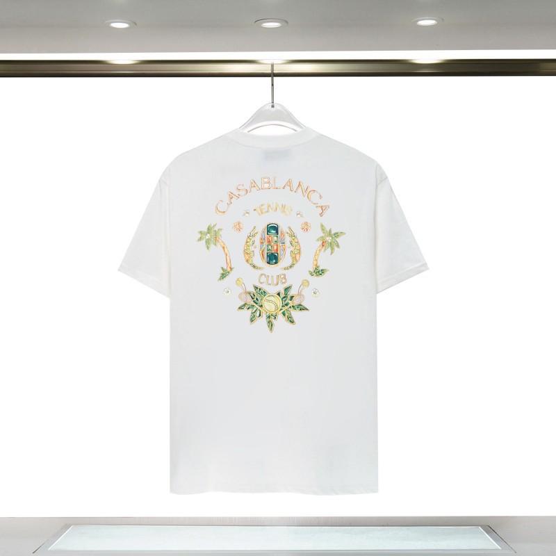 280g Double Yarn Cotton T-Shirt Couples Casablanca Castle Print Short Sleeve Round Neck Loose Fit