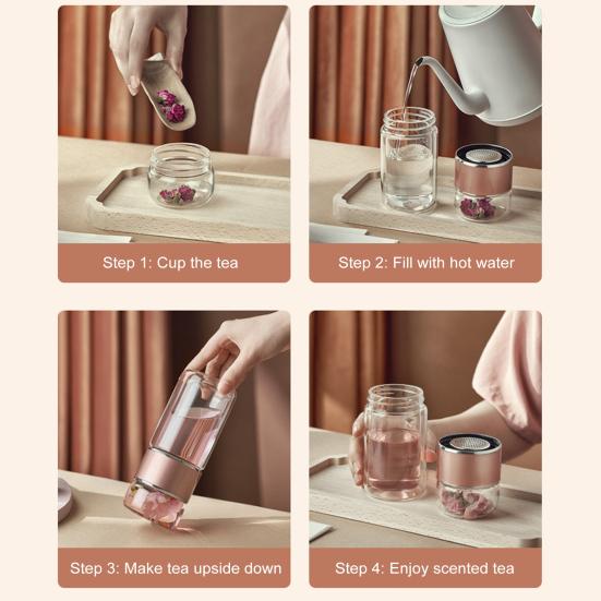 Стеклянный чайник для заваривания чая с двойной изоляцией, герметичная переносная дорожная чашка для чая с фильтром, разделение воды для чая, подарок любителям чая