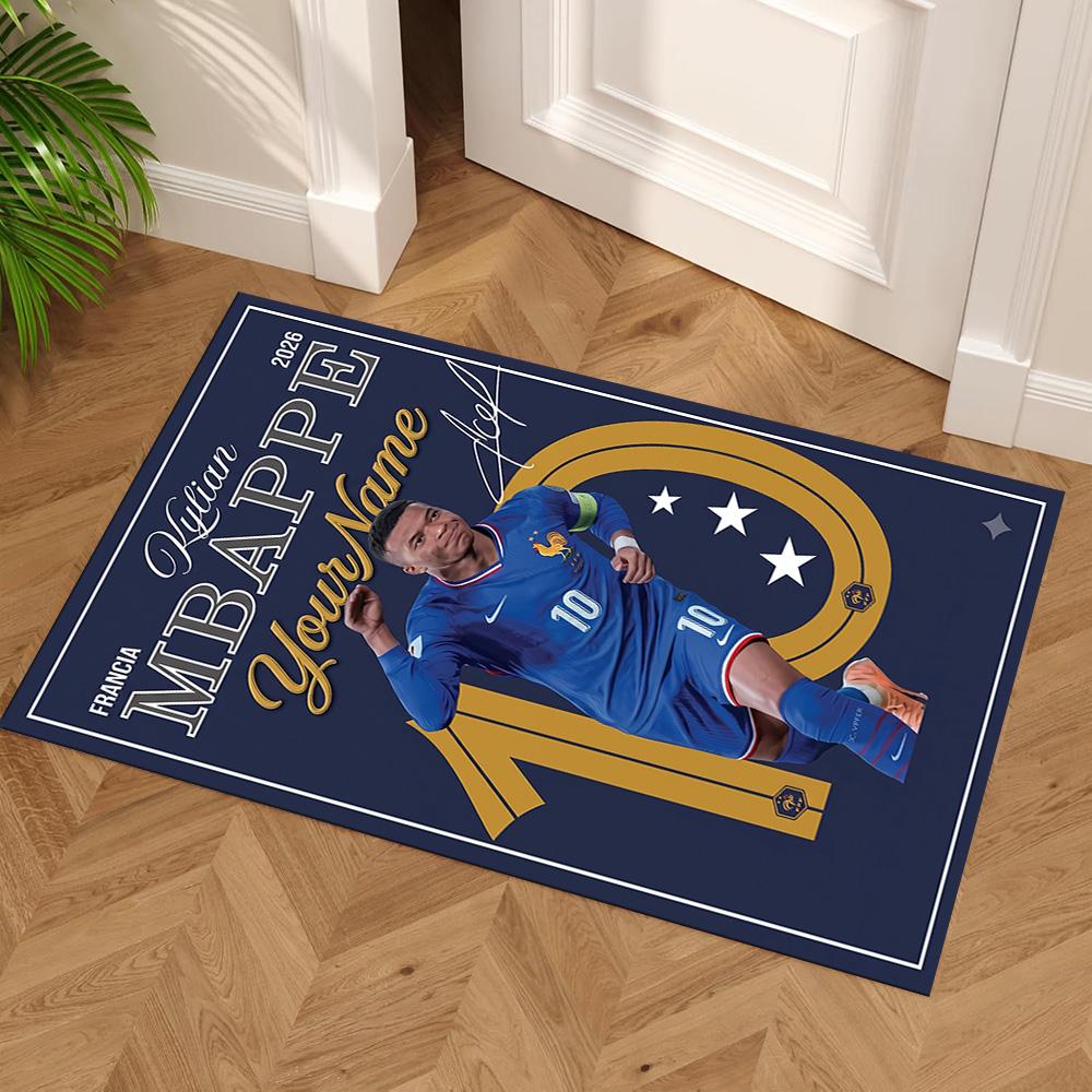 Mbappe Customized Name Carpet Design for Living Rooms Study room Decorate room Hallway Anti-slip Rug Decorate Offices Birthday/Christmas Gift