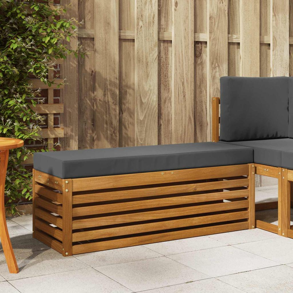 Ottoman Bench with Cushion Natural and Anthracite 115 x 43 x 37 cm
