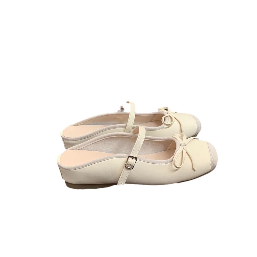 Виноградная мать Хуэйчжоу женская обувь серебристые туфли-лодочки женские летние Сяосянфэн полуподнос балетки бант французская повседневная обувь