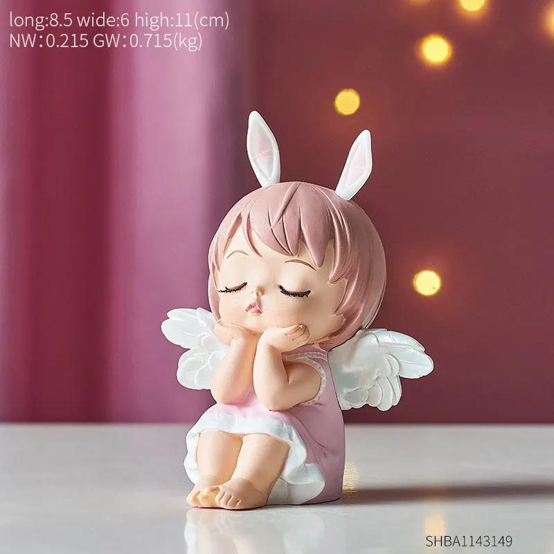 Kawaii Декор для детской комнаты, статуэтки, интерьерная статуэтка ангела, аксессуары для детской комнаты, декоративная фигурка для девушки, сказочного сада