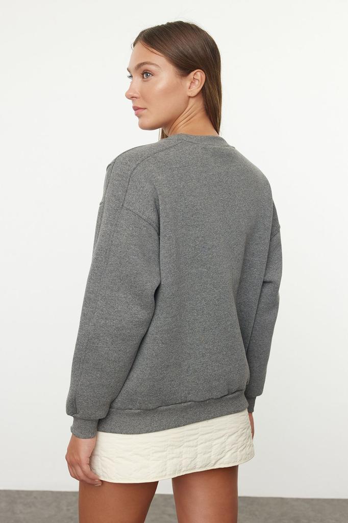 Women's Fashionable Stylish Sweatshirt Mint Oversize Wide Fit Pocket Thick Crew Neck Knitted Sweatshirt