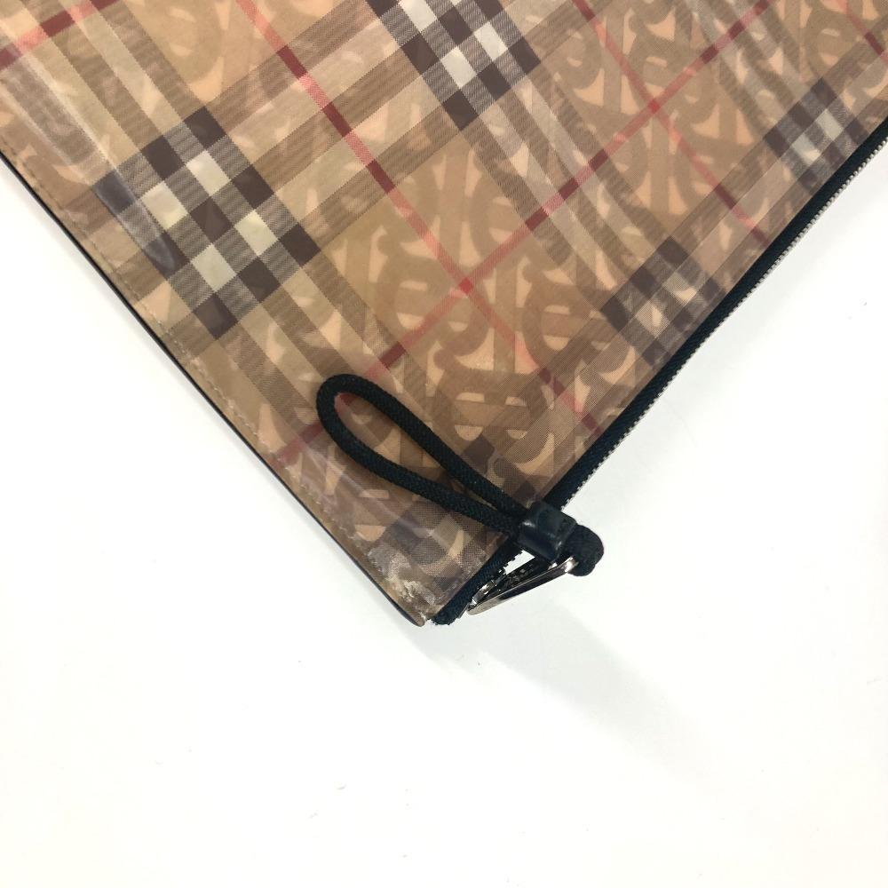 BURBERRY Logo Check TB pouch bag with strap Clutch bag Nylon Beige/Black