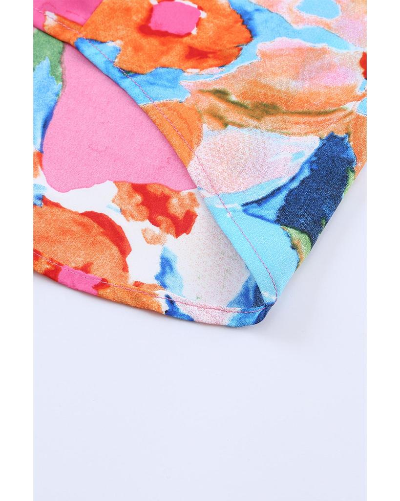 Azura Exchange Блузка с V-образным вырезом и рукавами-крылышками с абстрактным принтом