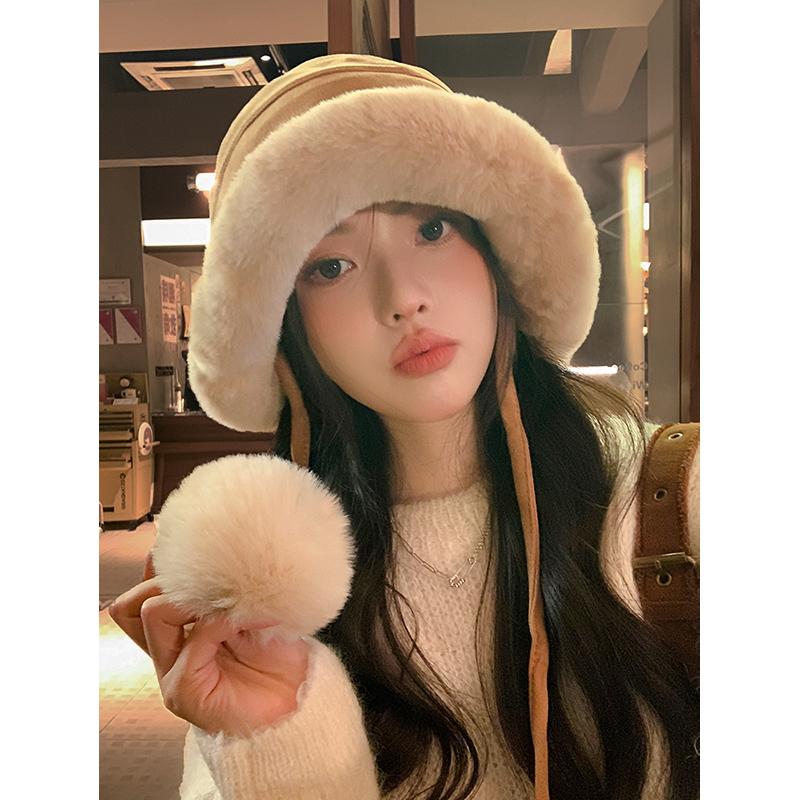 Плюшевая шапка женская новая зимняя плюшевая утолщенная теплая панама показывает маленькое лицо, модная защитная шапка для ушей