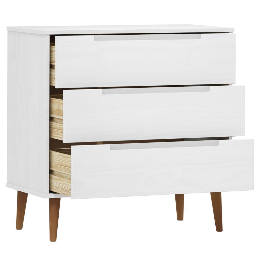MOLDE White Drawer Cabinet 31.5 x15.7 x31.5 (80x40x80 cm) Solid Pine Wood