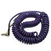 6m Guitar Coiled Cable with Bass Shield, L-S Type, 6.35mm Stereo Plug, Pancake Connector, Instrument Cable (Purple)