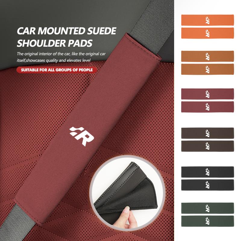 Emblems Suede Car Seat Belt Shoulder Protection Pad Auto Universal For Volkswagen VW Beetle CC B5 B6 B7 EOS GTI MK2 MK4 MK5 MK6 zf8