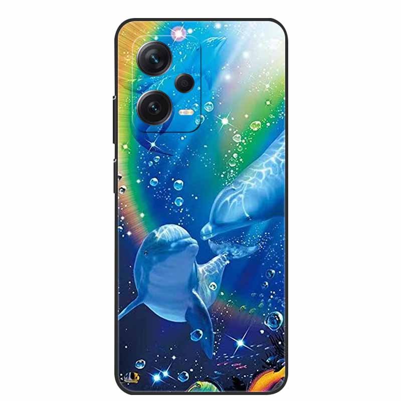 Мягкий чехол для Xiaomi Redmi Note 12 Pro 5G Черный ТПУ Силиконовый Чехол для Redmi Note 12 Turbo 5G / Note12 Pro Plus Pro+ Волк