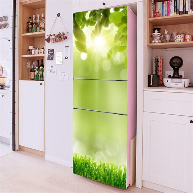 3D Flowers Self Adhesive Refrigerator Wrap Freezer Sticker Art Fridge Door Cover Wallpaper Relief Flower Kitchen Accessories