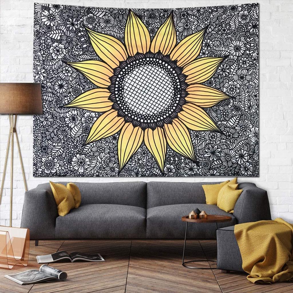 Sunflower Tapestry Wall Hanging, Bedroom Wall Carpet, Living Room Decoration Painting, Room Background Cloth