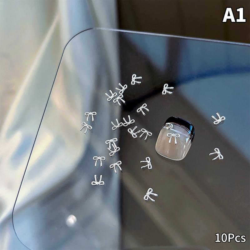 10 шт. роскошных кавайных бантиков для ногтей, 3D японский сплав, галстук-бабочка, украшения для ногтей, стразы, аксессуары для самостоятельного изготовления