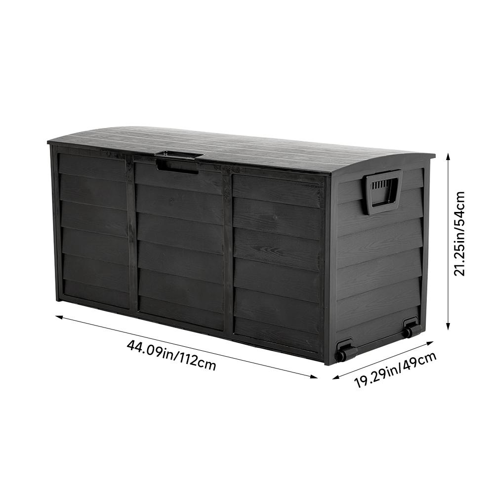 290L Outdoor Storage Box with Lid, Lockable with Wheels & Handles, for Garden Tools