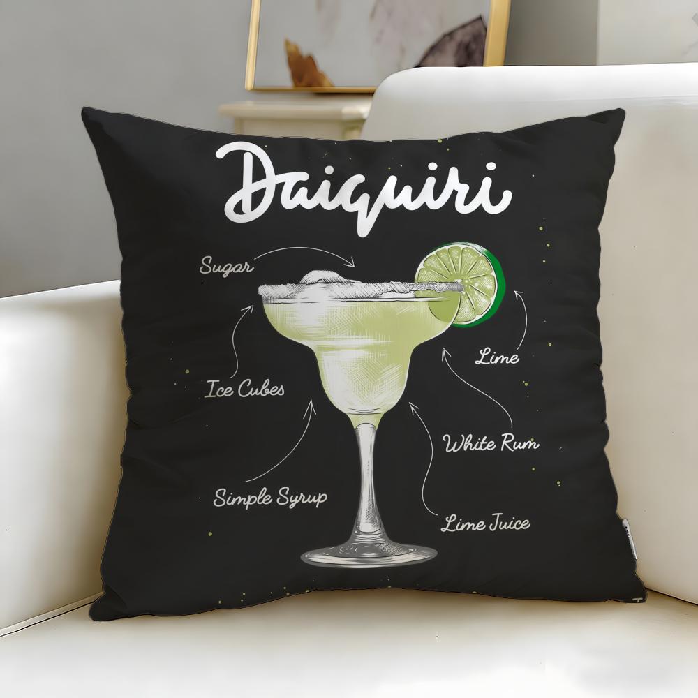 beverage theme Daiquiri Cocktail Cushion Cover Soft  EasyWash Pillow Case  Versatile for Couch Bed Travel and Office