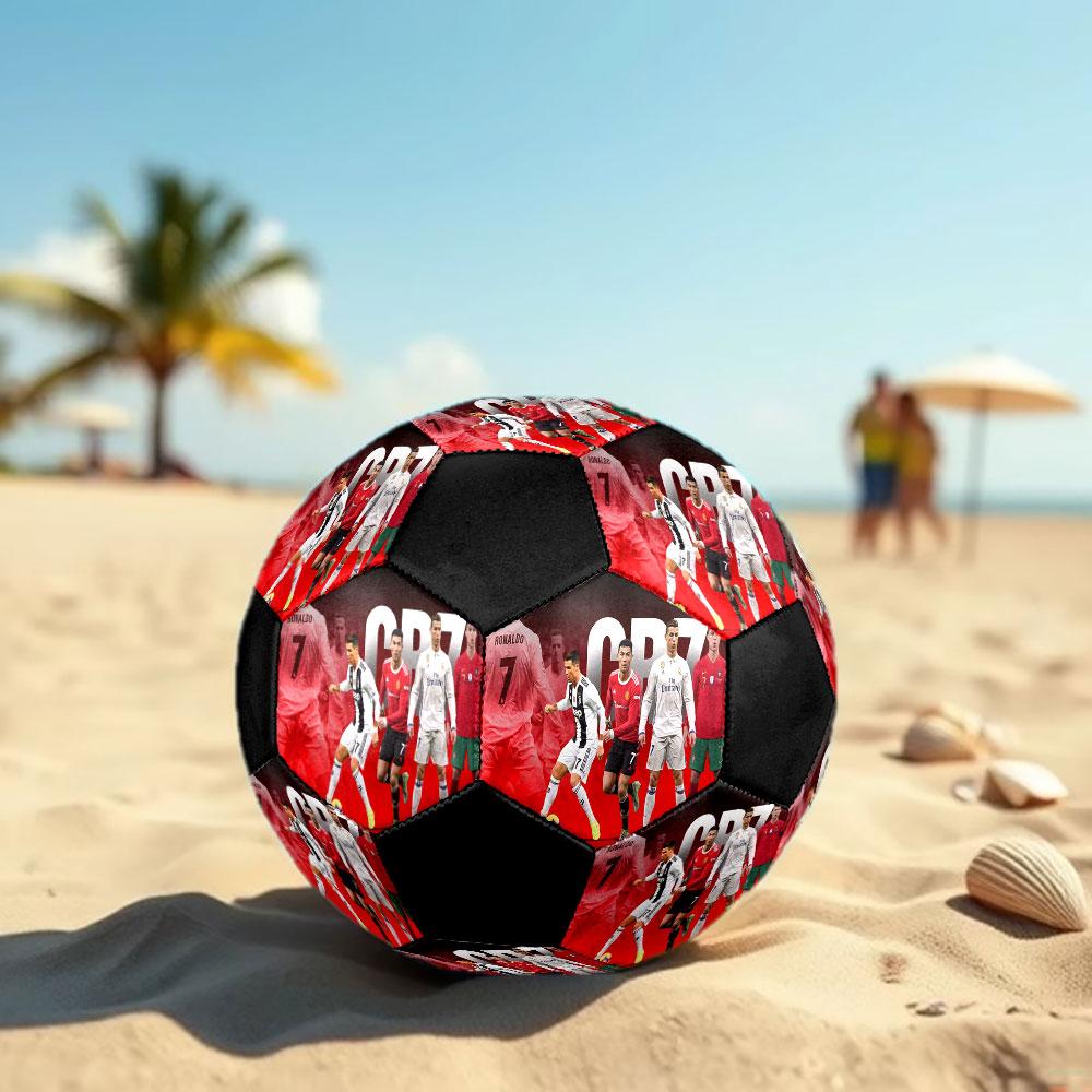 Cristiano Ronaldo Poster Size 5 Soccer Ball, Machine-Stitched PVC, Durable & High Bounce, All Ages Fit, fan merchandise, matches & outdoor use.