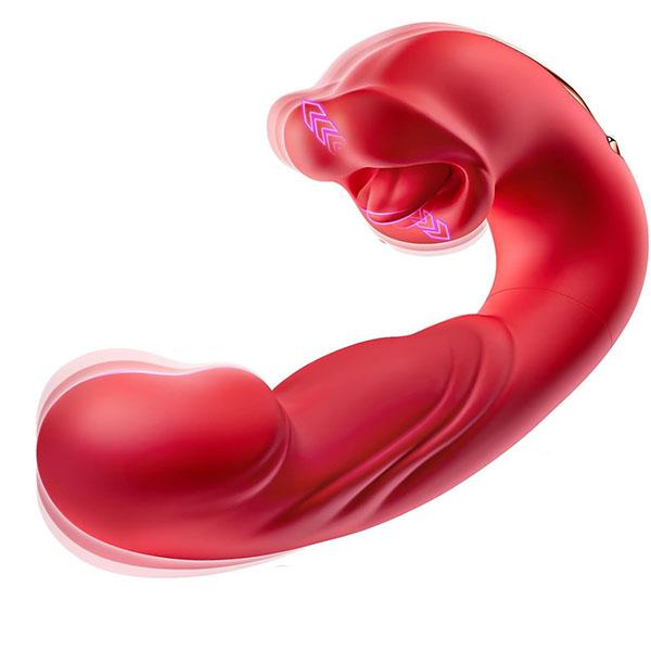 Вибратор для точки G Дилдо Толкающий вибратор Женские секс-игрушки 7 режимов толчков, вибрации и лизания Язык Стимуляция клитора Толкающий дилдо для женщин