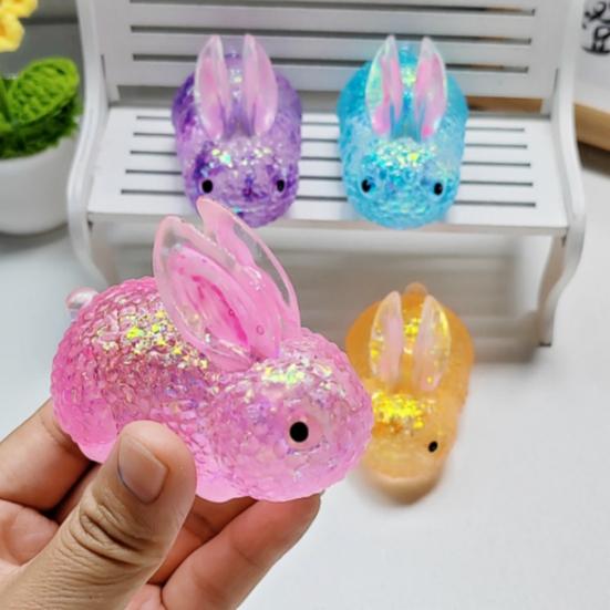 Glitter Powder Rabbit Squeeze Toy Stress Anxiety Relief Slow Rising Simulation Bunny Sensory Toy Soft TPR Calming Animal Fidget Toy