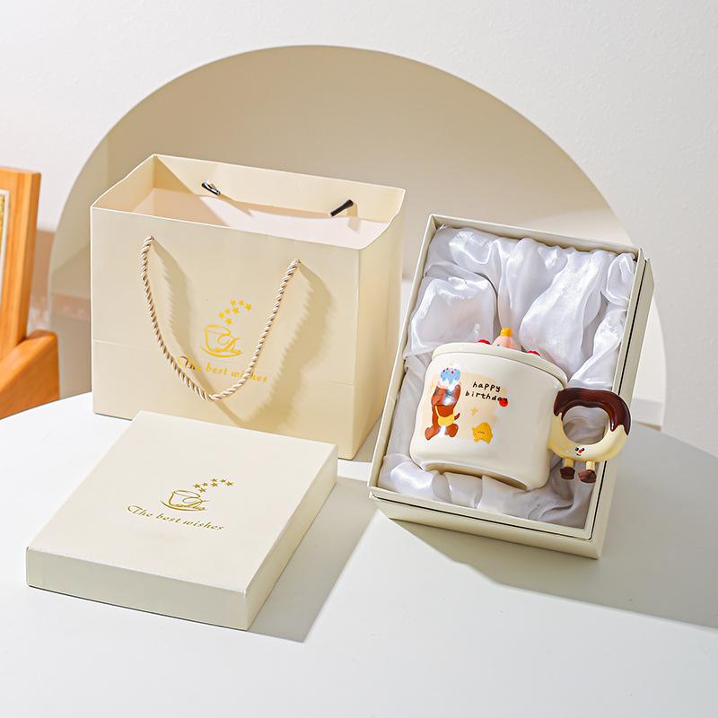 Креативная милая мультяшная кружка для торта на день рождения, керамическая, в подарок, для дома, для кофе, для воды, парная