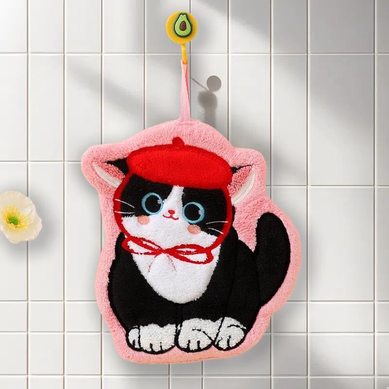 1/4 шт. Полотенца для рук из кораллового флиса в форме кошек, 4 очаровательных дизайна с котятами, Супервпитывающие Быстросохнущие Кухонные Банные Полотенца, Не линяют Современный Декор